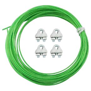 Green Coated Clothesline Wire ZZLZX 49ft /50m Green PVC Coated Steel Cable Wire Rope for String Light Hanging Kit, Curtain Wire, Clothes Line, Garden Wire