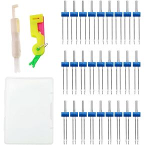 36 قطعة ماكينة خياطة إبرة مزدوجة دبابيس إبرة مزدوجة قابلة للتمدد مع 2 صندوق بلاستيكي خيط إبرة أوتوماتيكي وإكسسوار لآلة الخياطة المنزلية 3 أحجام مختلطة 2.0/90، 3.0/90، 4.0/90 in Kuwait