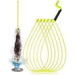 2024 Upgrate 30Inch Drain Clog Remover with Rotating Handle, Snake Clog Remover Tool & Plumbing Snake, Sink Pipe, Drain CleanerSticks, Hair Drain Cleaner(6pcs)