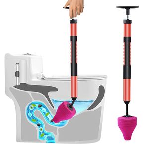 مكبس أنابيب المرحاض ذو الضغط العالي، مجموعة مكبس المرحاض من الفولاذ المقاوم للصدأ المطورة، أداة سباكة لإزالة انسداد تصريف الهواء بالضغط العالي لحوض الحمام والمطبخ وحوض الاستحمام المسدود in Kuwait