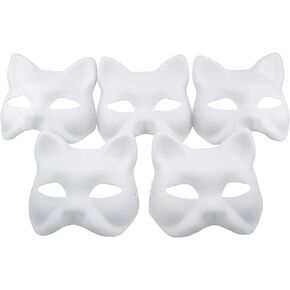 GUGELIVES Fox Mask DIY Paintable Cosplay Accessories Mask for Party Masquerade Costume Halloween, Pack of 5
