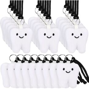 24 Set Funny Dental Gifts Tooth Plush Toy Keychain Gifts Bulk Dentist Tooth Charms Key Ring Dental Appreciation Gifts Dental Hygiene Accessories for Coworkers Employees Dentists Assistant