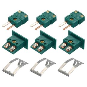 MECCANIXITY R/S Type Thermocouple Wire Connectors Male Plug with Panel Mount Mini Socket High Temperature 220°C(428°F) for Thermocouple Sensor Dark Green 2 Set