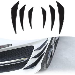 6 PCS Car Front Bumper Lip Splitter Kit, Body Anti-Collision Buffer Protection Device, Exterior Soft Rubber Spoiler Canard Decoration, Universal Exterior Stickers for Car (Carbon Fiber Black)