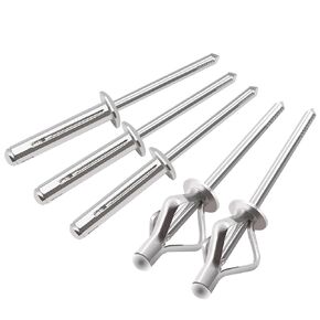 80pcs Tri-Fold Rivets 3/16" x 1" Tri-fold Marine Decorative Pop Rivets, Tri-Grip Rivets for Kayak Marine Boat, Silver Tri-fold Exploding Pop Rivets Solid Aluminum Tri Grip Rivets