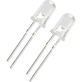 YOKIVE 10 Pcs Light Emitting Diode, Semiconductor 2 Pin Clear Round Head LED, Keep Flashing, Great for Electronic Projects (White, 5mm, 3-3.4V)