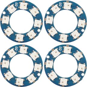 4Pcs LED Ring Lamp Board RGB Full Color 8pcs LED WS2812 5050 Chip for LED Decorative Lighting, Indoor and Outdoor, Video, Irregular Screen