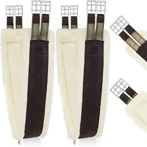2 Pcs 50 Inch Fleece English Girth for Horses with Stainless Steel Buckles Double Sided Elastic Horse Girth Breathable Equestrian Dressage Girths for English Horse Saddle in Kuwait
