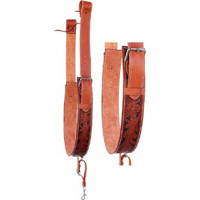 Challenger Western Floral Tooled Leather Rear Flank Back Cinch w/Billets 9776