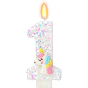 FAMGift Birthday Candles - Number 4 Candle, Birthday Candles for Cake, Birthday Party Supplies, Birthday Decorations for Cake Topper, Unicorn Candle 4, Theme Party Supplies