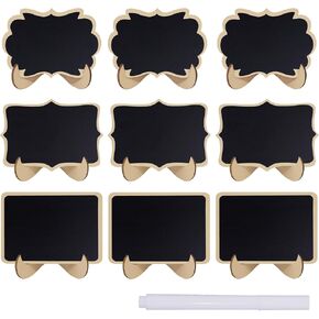 9 قطع لافتات سبورة صغيرة، 3 أشكال من السبورة الصغيرة مع أقلام طباشير، لبطاقات اسم الطعام أو العلامات، ولافتات الزفاف مع حامل خشبي in Kuwait