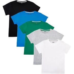 Nutria Kids T-Shirts 100% Cotton Short Sleeves 5Pack Plain Boys Tees Summer Top Children Unisex Girl Tie Dye Solid Color B01