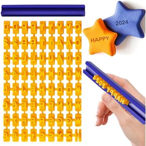 FosterToys™ 72 Pcs Pottery Letter Stamps for Clay | Stamp Press DIY Embosser Mold Kit, Alphabet & Letters, Baking Biscuit Fondant Cake Impress Cutter for Adults, Kids Teen Easter Birthday Holiday Gift