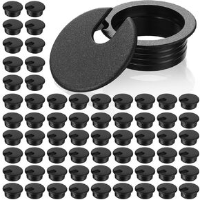 50 Pack 1.5 Inch Desk Grommet Desk Cable Wire Grommet Cord, PC Computer Desk Plastic Grommet Cord Tidy Cable Hole Cover Organizers for Office PC Computer Desk Cord Management (Black)