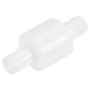 MECCANIXITY Non Return Check Valves, 7/16 Inch Dia. One Way Inline Hose Connector for Water Tank Pump, POM Plastic White Pack of 2