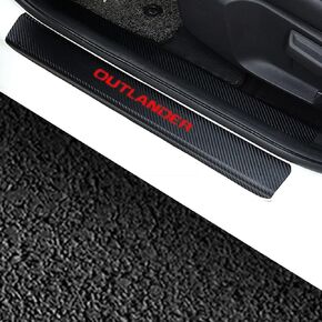 Decoration Car Door Entry Guard Door Sill Scuff Plate Car Door Sill Protector Stickers Compatible with Mitsubishi Outlander Carbon Fiber Leather （White）