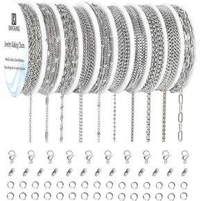 UMAOKANG Stainless Steel Chain for Jewelry Making 78.7 Feet 10 Rolls Stainless Steel Chains Bulk for Necklace Bracelet DIY Jewelry Making Supplies Findings