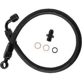 Hihaha Car Braided Fuel Line Hose for Honda Civic 1988-2000 / Front Braided Fuel Line Oil Hose / / Durable Metal Nylon / 1Pcs Black