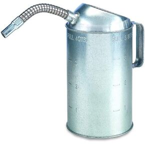 LUMAX LX-1528 Silver 4 Quart Galvanized Measure Can with Flex Spout. Deluxe Measures with Spill-Proof Tops. The Measure Can has a Durable Galvanize Finish to Resist Rust.