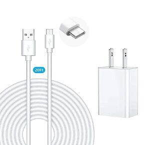 ZUMIMALL 20 Feet USB C Power Charging Cable Outdoor Security Camera Charging Charger Cord for F5/F5B/X1/X2，Tpye C Port Charger， (No Camera)