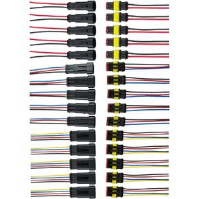 HIFROM 5 Kit (2 + 3 + 4 Pin) Car Male & Female Waterproof Electrical Connectors Plug Socket Kit With 10cm Wire AWG Gauge Marine