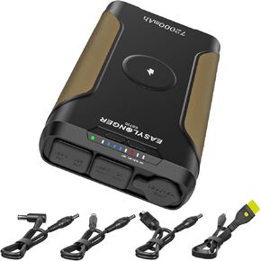 EASYLONGER CPAP Battery Backup ES720, 72000mAh CPAP Power Supply with 4 Cables for ResMed S9/ AirMini/AirSense 10/ AirCurve 10/ AirSense 11/ Philips Dreamstation, 266.4Wh Battery for Outdoor Camping
