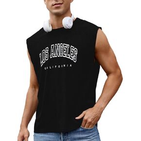 Men's Workout Tank Tops Casual Loose Fit Sleeveless Shirts Gym Muscle T-Shirts with Letter Graphic