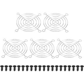 PATIKIL 96mm Fan Filter Grill with Screws, 5 Pack Chrome Plated Iron Frame Ventilator Grill Protector Mesh Dustproof Case Cover for Computer, Fan, Silver Tone