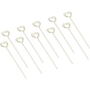 PATIKIL 4.7 Inch Metal Wire Place Card Holder, 20 Pack Photo Picture Floral Picks Heart Shape Clips for Party Meeting Wedding Displaying DIY, Gold Tone