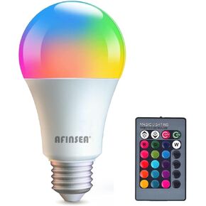 4 Pack RGB Color Changing Light Bulbs with Remote,RGBW LED Light Bulbs,9W Warm White 6500K,16 Color Multicolor A19 E27 Dimmable Memory Function,for Home Decoration,Stage,Bar,Party