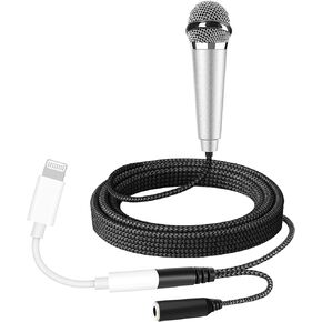 RICHUPON Mini Microphone for iPhone iPad, Portable Karaoke ASMR Mic with Stand for Voice Video Recording Singing/Vlogs/Podcasting Tiktok/You Tube(Silver) in Kuwait