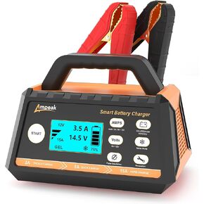 Ampeak Car Battery Charger,2A/10A/25A Battery Charger,Fully Automatic 12V Battery Charger with Winter Mode, Auto Desulfator, Battery Recondition for All Lead-Acid Batteries