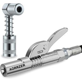 90 Degree Grease Gun Coupler Adapter & Grease Gun Coupler, Grease Gun Tips Locking,Suitable for Grease Fittings in Tight Spaces,Compatible with All Grease Guns 1/8" NPT Grease Gun Fittings