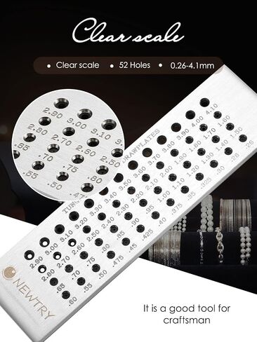 NEWTRY 0.26-4.1 مم سلك المجوهرات لوحة سحب 52 فتحة فولاذ كربيد التنجستن لوحة رسم مستديرة، أدوات صنع المجوهرات المحمولة لتصنيع المجوهرات in Saudi Arabia