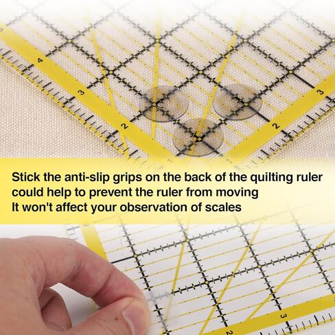 مجموعة مسطرة اللحف الأكريليك 7 قطع، حلقات غير قابلة للانزلاق 50 قطعة، مسطرة قطع القماش مع خطوط شبكية مزدوجة اللون، قوالب خياطة اللحف مسطرة أكريليك مربعة واضحة للخياطة والرسم والحرف اليدوية in Kuwait