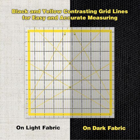 مجموعة مسطرة اللحف الأكريليك 7 قطع، حلقات غير قابلة للانزلاق 50 قطعة، مسطرة قطع القماش مع خطوط شبكية مزدوجة اللون، قوالب خياطة اللحف مسطرة أكريليك مربعة واضحة للخياطة والرسم والحرف اليدوية in Kuwait