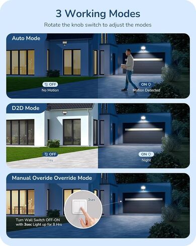 EDISHINE Outdoor Motion Sensor, 240° Detection Range & 60FT Detection Distance, 120V AC Replacement Motion Sensor, Dusk to Dawn Motion Sensor for Garage, Yard, Driveway, Porch, White, 2 Pack in Saudi Arabia