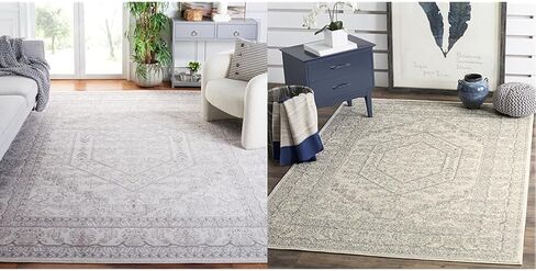 SAFAVIEH Adirondack Collection Area Rug - 8' x 10', Ivory & Silver, Oriental Medallion Design, Non-Shedding & Easy Care, Ideal for High Traffic Areas in Living Room, Bedroom (ADR108B) in Saudi Arabia