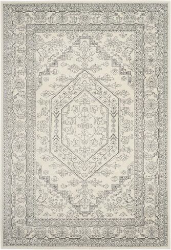 SAFAVIEH Adirondack Collection Area Rug - 8' x 10', Ivory & Silver, Oriental Medallion Design, Non-Shedding & Easy Care, Ideal for High Traffic Areas in Living Room, Bedroom (ADR108B) in Saudi Arabia