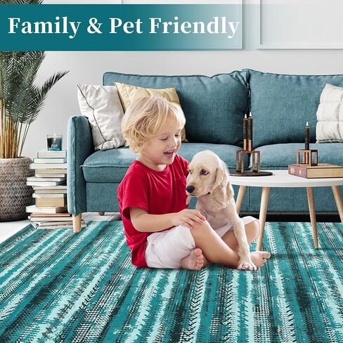 سجادة عداء المدخل الطويلة 2 × 6 سجادة عداء بوهو قابلة للغسل في الغسالة، سجادة عداء المطبخ، سجادة منطقة هندسية، غطاء أرضية مغربي، سجادة عداء للمدخل، غرفة المعيشة، غرفة النوم، المطبخ، أزرق in Kuwait