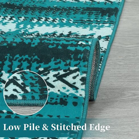 سجادة عداء المدخل الطويلة 2 × 6 سجادة عداء بوهو قابلة للغسل في الغسالة، سجادة عداء المطبخ، سجادة منطقة هندسية، غطاء أرضية مغربي، سجادة عداء للمدخل، غرفة المعيشة، غرفة النوم، المطبخ، أزرق in Kuwait