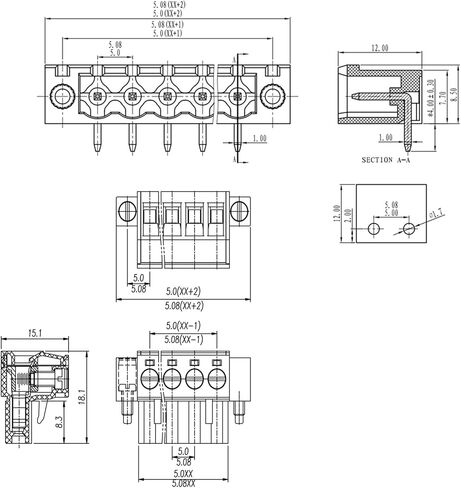 Oiyagai 10 Set 5.08mm Pitch Right Angle 4 Pin PCB Pluggable Terminal Blocks Connectors Green in Saudi Arabia