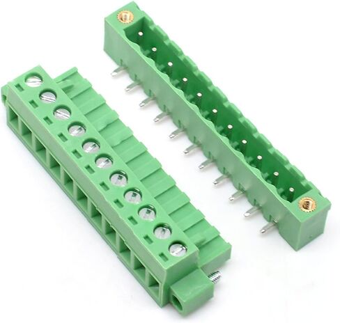 Oiyagai 10 Set 5.08mm Pitch Right Angle 4 Pin PCB Pluggable Terminal Blocks Connectors Green in Saudi Arabia