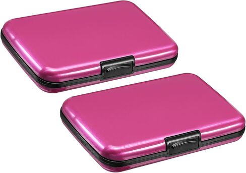 YOKIVE 2 Pcs RFID Credit Card Holder, Aluminum Men Women Wallet | Metal Hard Card Case, Great for Business Cards, Access Cards (Rose Red, 4.3-Inch) in Saudi Arabia