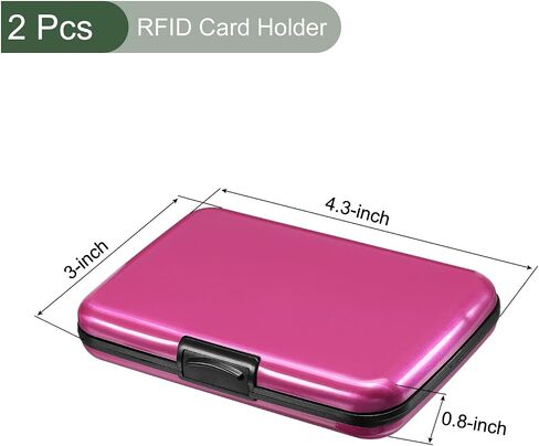 YOKIVE 2 Pcs RFID Credit Card Holder, Aluminum Men Women Wallet | Metal Hard Card Case, Great for Business Cards, Access Cards (Rose Red, 4.3-Inch) in Saudi Arabia