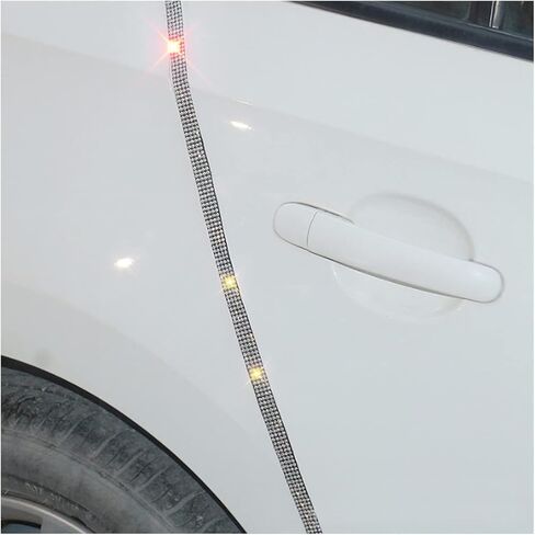 4PCS Bling Car Door Edge Guards Protector, Diamond Auto Side Door Anti-Collision Crash Strip Sticker, Crystals Vehicle Anti-Scratch Bumper Tape, Universal for SUV Truck Pickup (White) in Saudi Arabia
