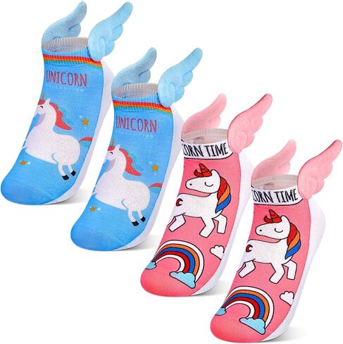 Tarpop 2 Pairs Halloween Unicorn Socks for Girls Crazy No Show Socks with Wings Crazy Novelty Adorable Kids Ankle Socks for Girls Holiday Party Gift in Saudi Arabia