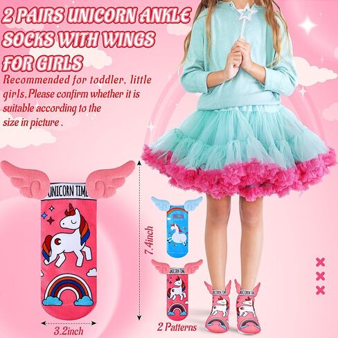 Tarpop 2 Pairs Halloween Unicorn Socks for Girls Crazy No Show Socks with Wings Crazy Novelty Adorable Kids Ankle Socks for Girls Holiday Party Gift in Saudi Arabia