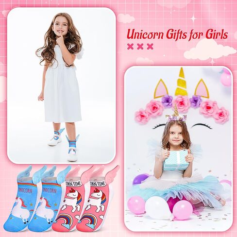 Tarpop 2 Pairs Halloween Unicorn Socks for Girls Crazy No Show Socks with Wings Crazy Novelty Adorable Kids Ankle Socks for Girls Holiday Party Gift in Saudi Arabia