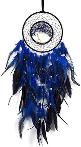 Dreamlike Black Tree of Life Dream Catcher Wall Decor with Healing Crystal Stone Handmade Feather Dream Catchers Decoration Wall Hanging for Girls Bedroom Living Room Wedding Party Home Décor in Saudi Arabia
